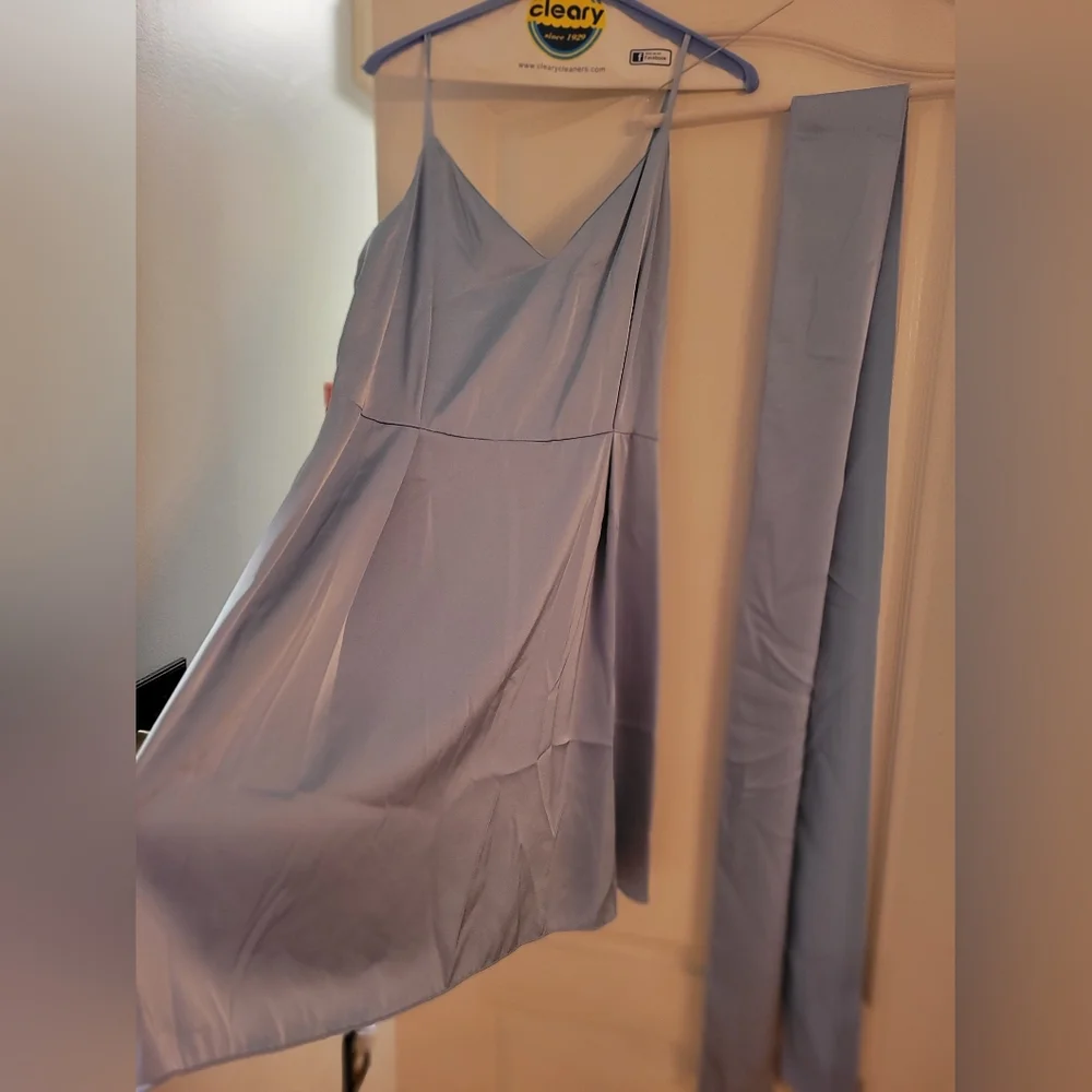 Elegant Light Blue Slip Dress - Picture 2 of 5